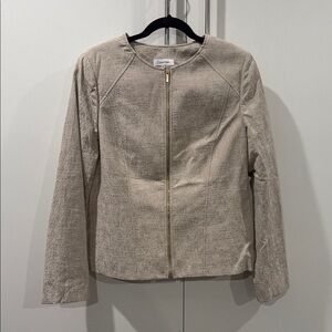 NWT Calvin Klein Women's Light Beige Zip Blazer
